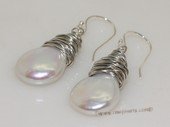 spe569  large 12-13mm cultured coin  pearl dangle earrings