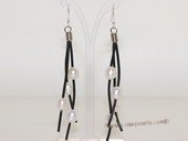 spe570  8-9mm white rice  shape pearl 925silver dangle hook earrings