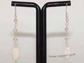 spe590 Hand Wired Freshwater Pearl with shell beads Sterling Earrings
