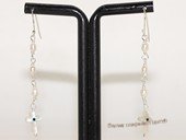 spe594  Hand Wired Freshwater Pearl with shell beads Sterling Earrings