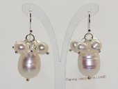 Spe595 Hand Crafted Large Rice  Pearls Hook Dangle Earrings