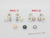 spe600 Sterling Silver White Pearl and carve shell Flower Earrings