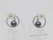 spe601 Sterling Silver Cirlce Design Freshwater Pearl Earring Stud