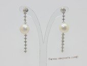 spe604 Pierced  dangle pearl earrings stud combine with 7.5-8mm bread  pearl