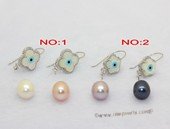 spe607 10-11mm white rice   pearl earring with shell bead