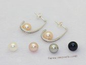 Spe609 Classic Sterling Silver White Round Pearl Stud Earrings