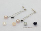 spe611  7-7.5mm white round pearl 925silver dangle earrings stud