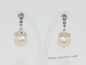 Spe619 Fashion Sterling Silver White Freshwater Pearl Stud Earrings