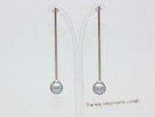 spe620 Long Sterling silver Earrings Stud with 9-9.5mm Round pearl