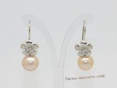 Spe621 Sterling silver flower design earring with freshwater round  pearl