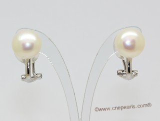 spe627 Sterling silver 9-9.5mm bread pear Clip Earring in wholesale