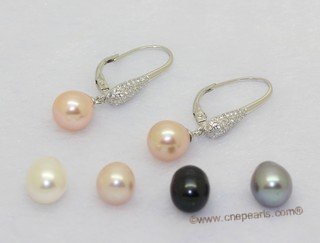 Spe630 Delightful 925Silver Cultured pearl & Zircon Pierce Earrings