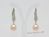 Spe630 Delightful 925Silver Cultured pearl & Zircon Pierce Earrings