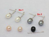 Spe631 Sterling Silver Zircon Bead Pave Freshwater Pearl Earring