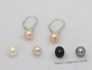 Spe633 Delightful 925Silver Cultured pearl & Zircon Pierce Earrings