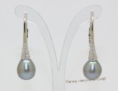 Spe633 Delightful 925Silver Cultured pearl & Zircon Pierce Earrings