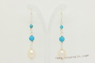 spe635 925silver S shape delightful  dangle earring with 8-9mm rice pearl