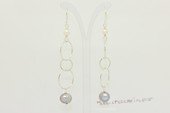 spe637 sterling circle in circle dangle Earrings with cultured Pearl Accent