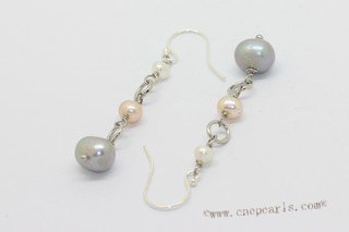 spe638  Dangle Earrings in 925silver hook with different size freshwater pearl