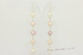 Spe639 Multi-color potato pearl long style sterling silver  earrings