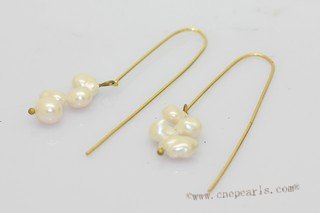 spe645 14k yellow gold plated copper earring hoop with 6-8mm freswater keshi pearl