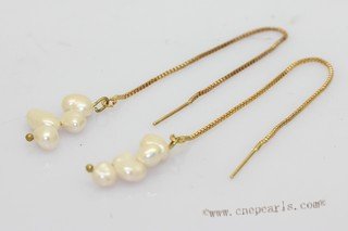 spe646 14k yellow gold plated copper earring stud with 6-8mm freswater keshi pearl