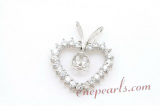 spm074 Heart shape sterling silver pearl pendant mounting