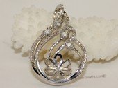 spm224 Cubic Zircon 925 Sterling Silver Calabash Flower Pendant Mounting