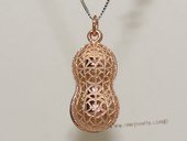 spm241 Sterling Silver Peanut  Shape Gold Color Pendant