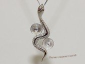 spm244 Sterling Silver Snake Design Pendant Mouting with Zircon Pave