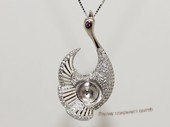 spm247 Sterling Silver Swan Style Pendant Mounting with Zircon Pave