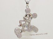 spm251 Sterling Silver  Cartoon Duck Pendant Mounting with Zircon Pave
