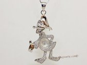 spm252 Sterling Silver Cartoon Duck  Pendant Mounting with Zircon Pave