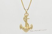 spm310 Sterling Silver Anchor Shape Pendant Mounting in Gold Color