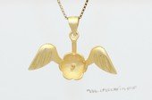 spm316 Sterling Silver Wings Shape Pendant Mounting in Gold Color