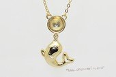 spm323 Sterling Silver Dolpin Shape Necklace Pendant Mounting in Gold Color With Chain