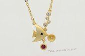 spm324 Sterling Silver Fish Shape Necklace Pendant Mounting in Gold Color With Chain
