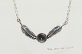 spm327 Sterling Silver Feather Shape Necklace Pendant Mounting With Chain
