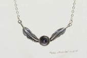spm327 Sterling Silver Feather Shape Necklace Pendant Mounting With Chain
