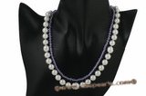 Spn042 White Shell Pearl and Crystal Double Row Necklace
