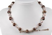 Spn059 Designer Purple Potato Pearl & Round Shell Pearl Princess Necklace