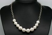 Spn067 Round Shell Pearl Sterling Silver Enclosure Neckace