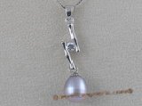 spp005 sterling silver pendant with 8-9mm purple tear-drop pearls and zircon design