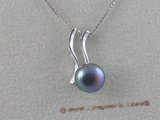 spp011 7.5-8mm black freshwater bread pearls sterling silver pendant