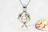 spp021 sterling 6-7mm AAA round pearl Double dolphin pendant