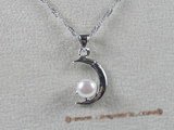 spp025 sterling  white bread pearl crescent pendant