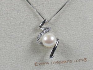spp044 9-9.5mm white bread pearl pendant with sterling silver mounting