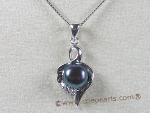 spp046 8-8.5mm black bread pearl pendant with sterling silver mounting