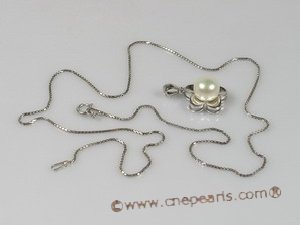 spp049 7.5-8mm white bread pearl pendant with sterling silver mounting