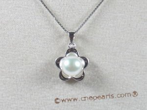 spp049 7.5-8mm white bread pearl pendant with sterling silver mounting